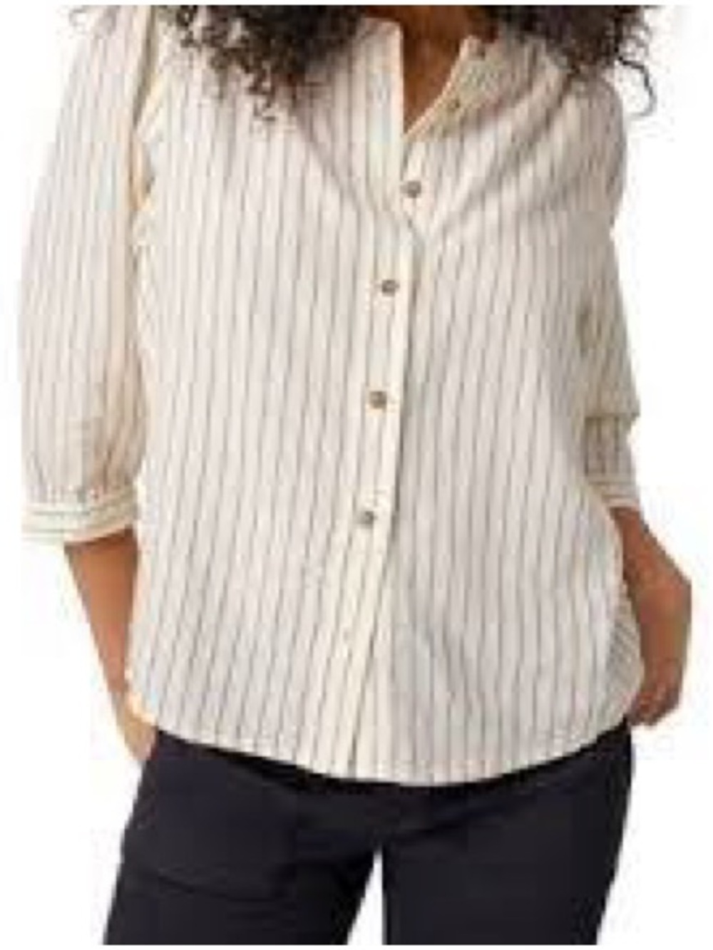 Sanctuary ‘The Femme’ Striped Button-Front Linen Top, color: Birch pinstripe - Picture 2 of 9